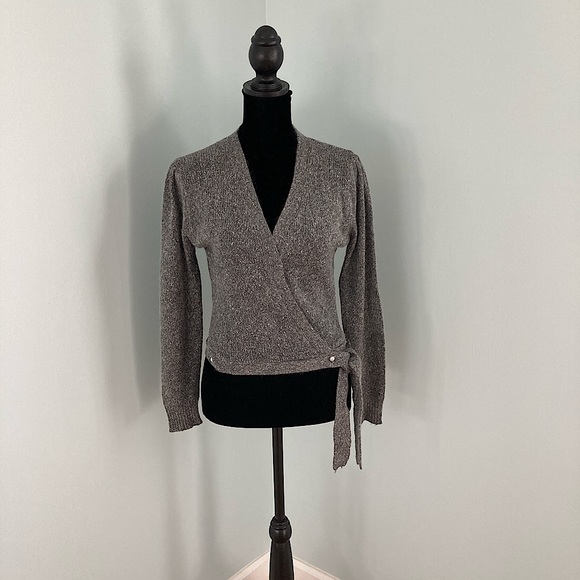 Parrinello Vintage 1980s Wrap Sweater Silk Angora Blend Gray Size Small - Picture 5 of 10